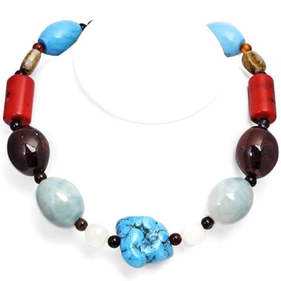 Glass Gemstone Necklace 23" - Picture 1 of 3